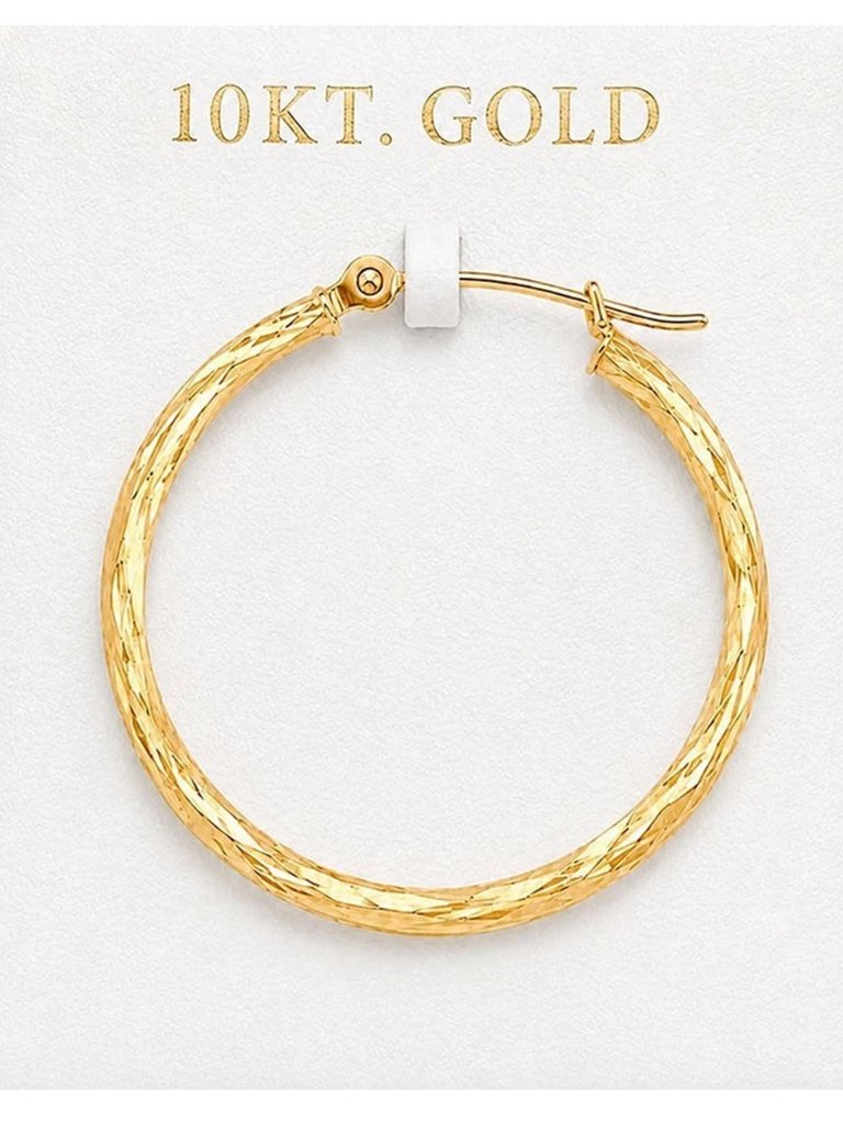 Hoop Single Earring Solid 10k Yellow Gold